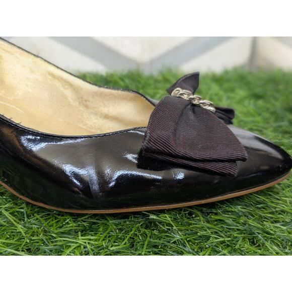 RARE VINTAGE CUSTOM MADE BALENCIAGA Black Kitten Heels W/Burgundy Bow Size 7.5-8 - Picture 7 of 16